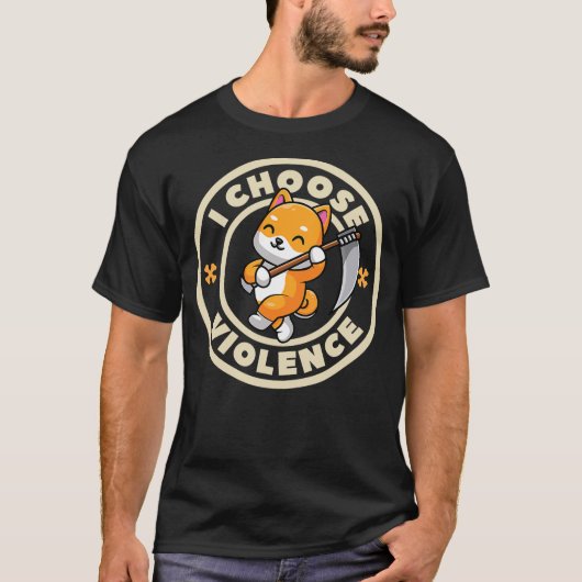 I choose violence funny cute Fox holding scythe T-shirt (Voorkant)