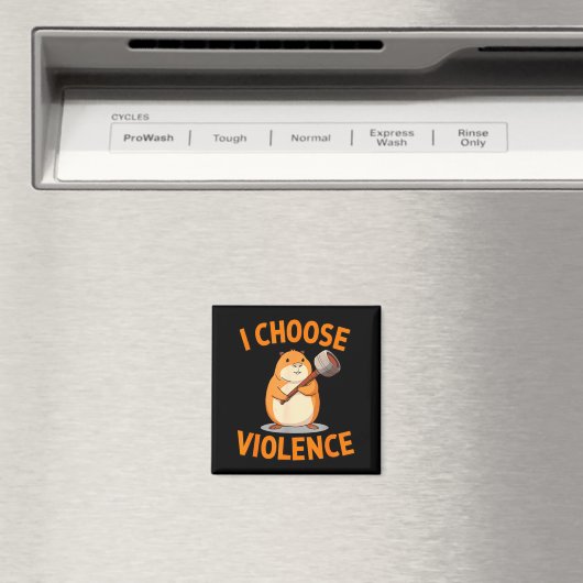 I Choose Violence Funny Hamster Graphic  Magneet (Insitu (Vaatwasser))