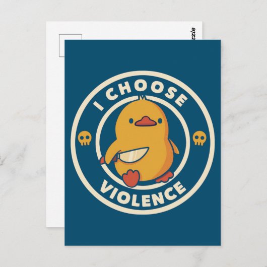 I Choose Violence Meme Duck Chick Chicken Gore Briefkaart (Voorkant / Achterkant)