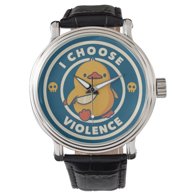 I Choose Violence Meme Duck Chick Chicken Gore Horloge (Voorkant)