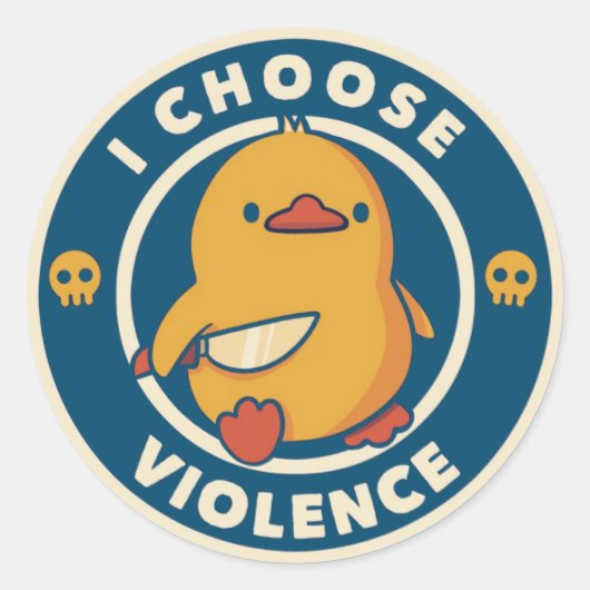I Choose Violence Meme Duck Chick Chicken Gore Ronde Sticker (Voorkant)