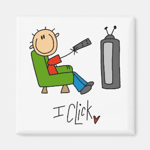 I Click TV-verslaafde T-shirts en cadeaus Magneet