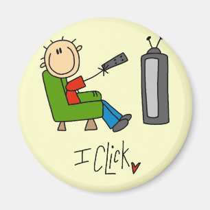 I Click TV-verslaafde T-shirts en cadeaus Magneet