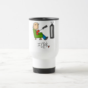 I Click TV-verslaafde T-shirts en cadeaus Reisbeker