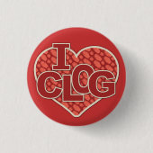 I Clog Clogger Heart Clogging Ronde Button 3,2 Cm (Voorkant)