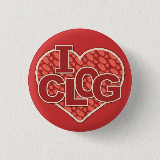 I Clog Clogger Heart Clogging Ronde Button 3,2 Cm (Voorkant)