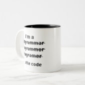 I Code schrijven Tweekleurige Koffiemok (Voorkant links)