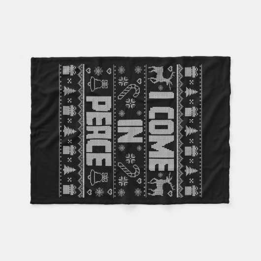 I Come In Peace Couple Matching Ugly Christmas Swe Fleece Deken (Voorkant (Horizontaal))