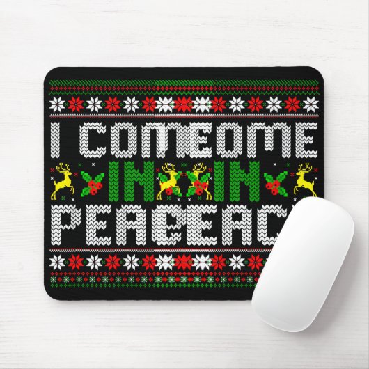 I Come In Peace Couple Matching Ugly Christmas Swe Muismat (Met muis)