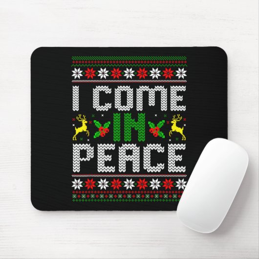 I Come In Peace Couple Matching Ugly Christmas Swe Muismat (Met muis)