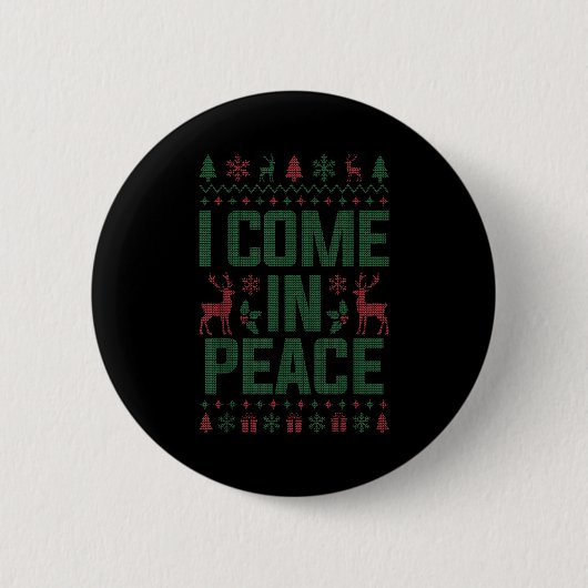 I Come In Peace Couple Matching Ugly Christmas Swe Ronde Button 5,7 Cm (Voorkant)