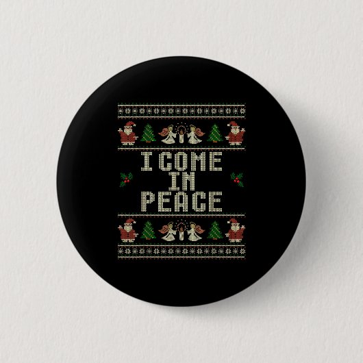 I Come In Peace Couple Matching Ugly Christmas Swe Ronde Button 5,7 Cm (Voorkant)