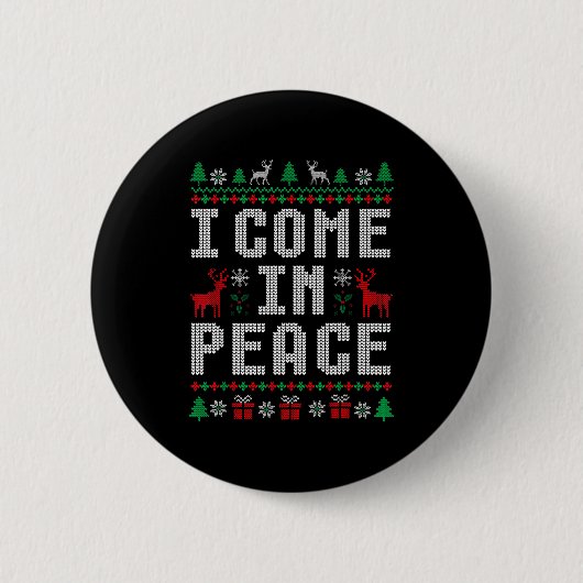 I Come In Peace Couple Matching Ugly Christmas Swe Ronde Button 5,7 Cm (Voorkant)