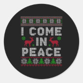 I Come In Peace Couple Matching Ugly Christmas Swe Ronde Sticker (Voorkant)