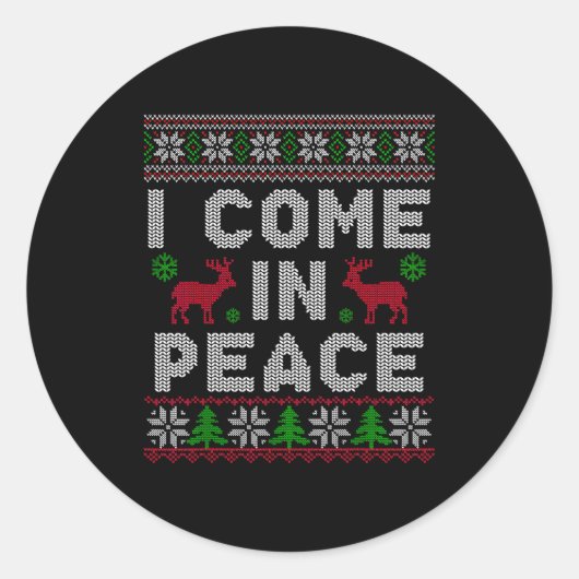 I Come In Peace Couple Matching Ugly Christmas Swe Ronde Sticker (Voorkant)