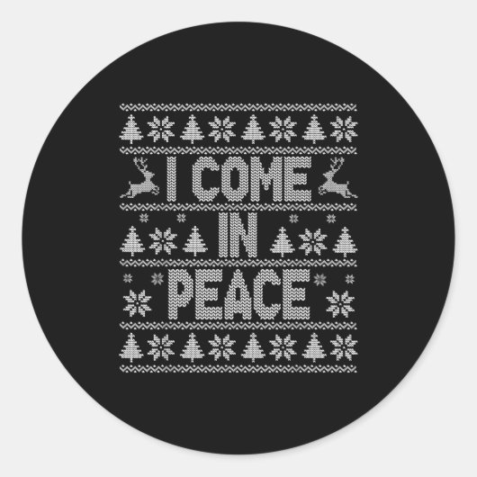 I Come In Peace Couple Matching Ugly Christmas Swe Ronde Sticker (Voorkant)