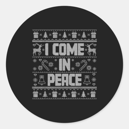 I Come In Peace Couple Matching Ugly Christmas Swe Ronde Sticker (Voorkant)