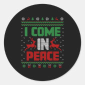 I Come In Peace Couple Matching Ugly Christmas Swe Ronde Sticker (Voorkant)