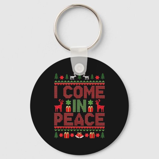 I Come In Peace Couple Matching Ugly Christmas Swe Sleutelhanger (Voorkant)