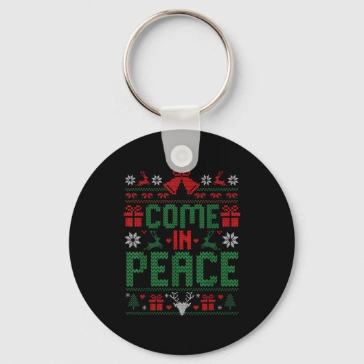 I Come In Peace Couple Matching Ugly Christmas Swe Sleutelhanger (Voorkant)