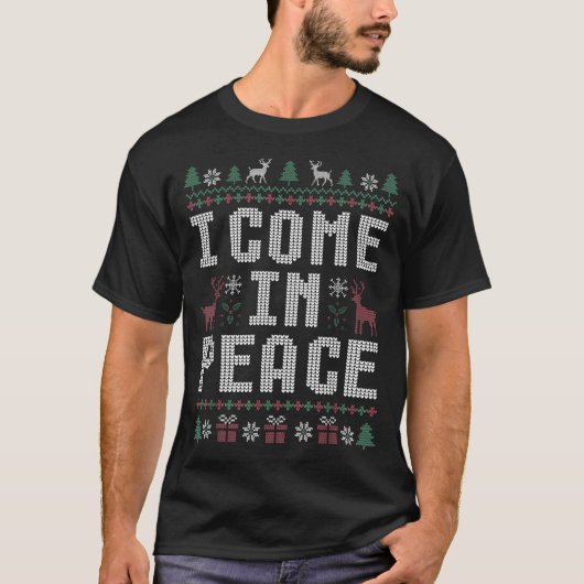 I Come In Peace Couple Matching Ugly Christmas Swe T-shirt (Voorkant)