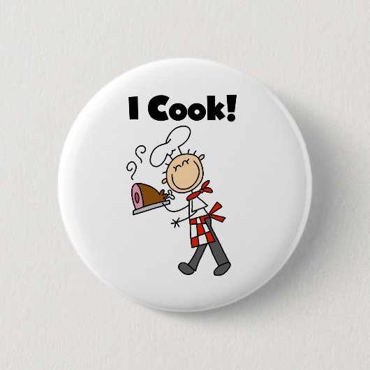 I Cook - Male Chef Ronde Button 5,7 Cm (Voorkant)