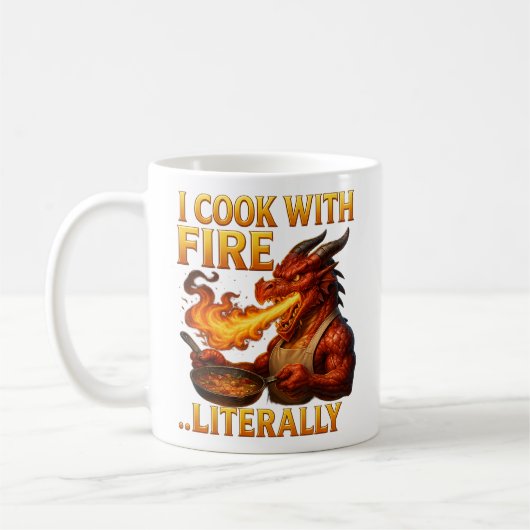 I Cook With Fire... Literally Dragon Chef Fantasy Koffiemok (Links)