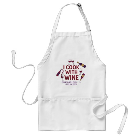 I Cook With Wine Funny Cooking Apron Standaard Schort (Voorkant)