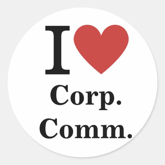 I ❤️ Corp. Comm. voor werknemers CUSTOM Ronde Sticker (Voorkant)
