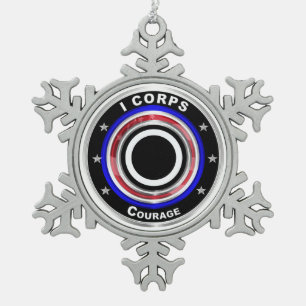 I Corps “America's Corps” Aandenken Tin Sneeuwvlok Ornament