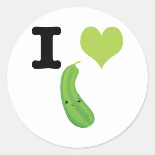 I Courgette Kawaii van de Courgette van het Hart Ronde Sticker