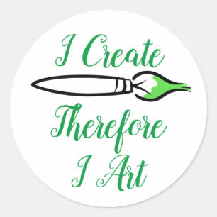 I CREËER DAAROM I ART -GREEN van Jeff Willis Art Ronde Sticker