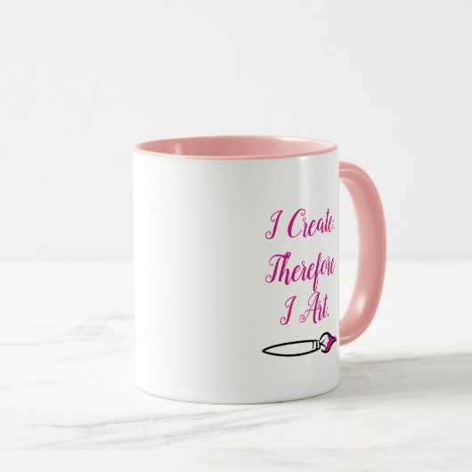 I CREËER DAAROM I ART - PINK van Jeff Willis Art Mok (Voorkant rechts)