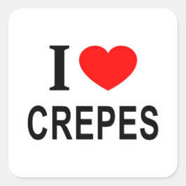 I ❤️ CREPES I LIEFT VAN CREPES I HEART CREPES VIERKANTE STICKER