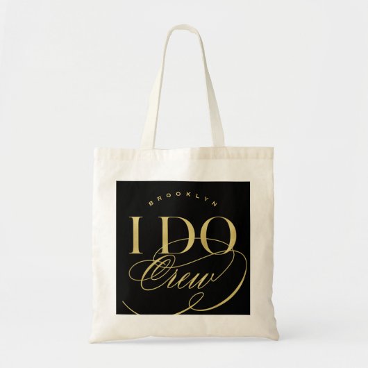 I Crew Gold Script Wedding Party Name Canvas tas (Voorkant)