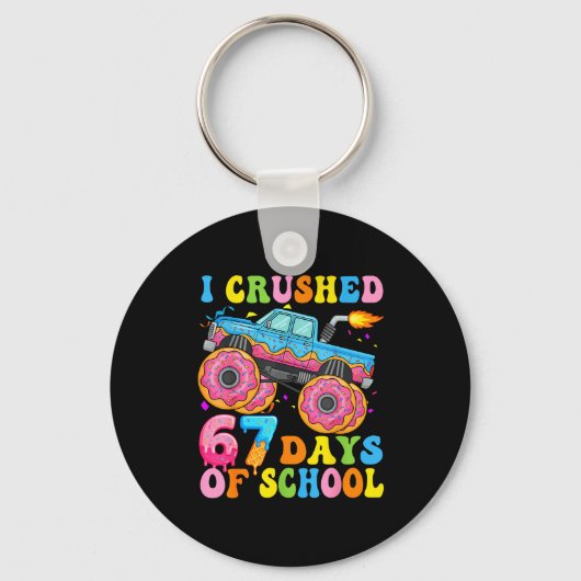 I Crush 67 Days Of School Monster Truck Funny 67 B Sleutelhanger (Voorkant)
