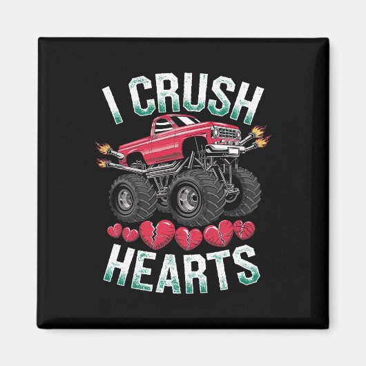 I Crush Hearts Monster Truck Funny Valentijnsdag Magneet (Voorkant)