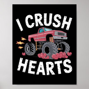 I Crush Hearts Monster Truck Funny Valentijnsdag Poster
