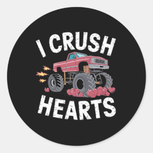 I Crush Hearts Monster Truck Funny Valentijnsdag Ronde Sticker