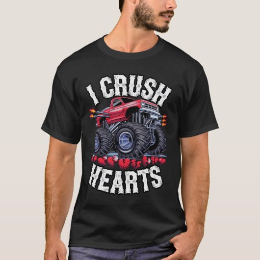 I Crush Hearts Monster Truck Funny Valentijnsdag T-shirt (Voorkant)