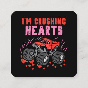 I Crush Hearts Monster Truck Toddler Boys Valentin Vierkante Visitekaartje