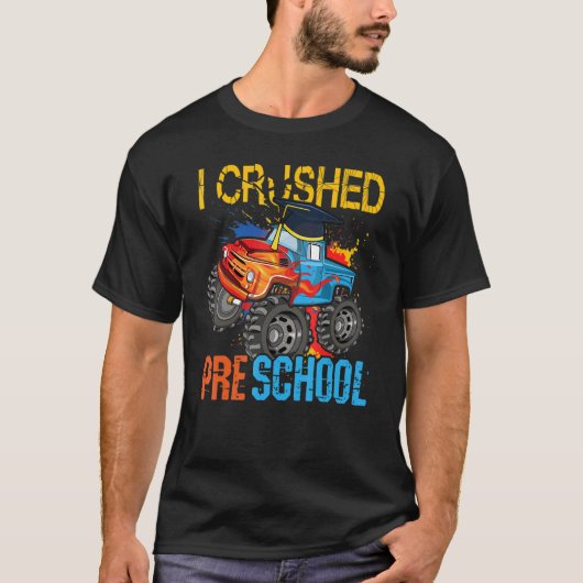 I Crush Preschool Monster Truck Gradup Cap G T-shirt (Voorkant)