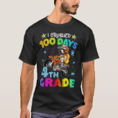 I Crushed 100 Days Of 4th Grade Dirt Bike Backpack T-shirt (Voorkant)