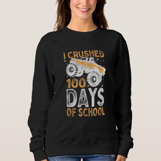 I Crushed 100 Days Of School Boys Girls Monster Tr Trui (Voorkant)