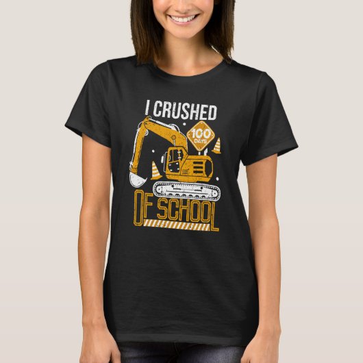 I Crushed 100 Days of School Boys Kid Construction T-shirt (Voorkant)