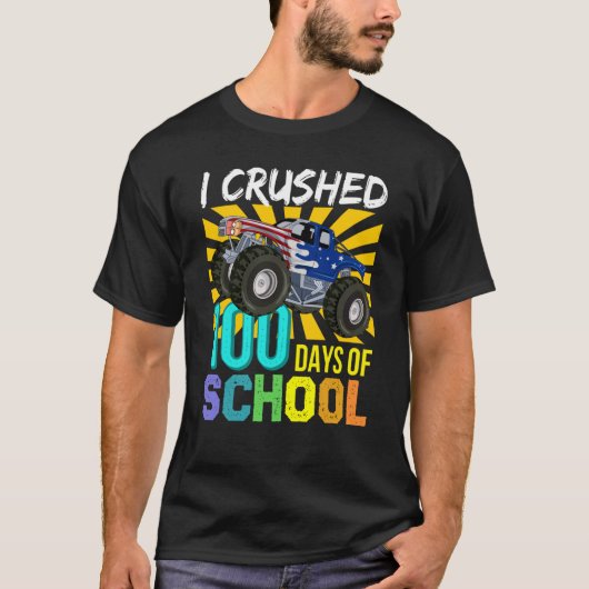 I Crushed 100 Days Of School Boys Monster Truck T-shirt (Voorkant)