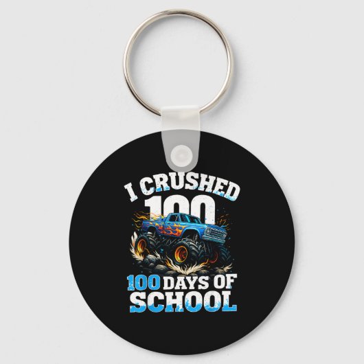I Crushed 100 Days Of School Monster Truck 100th D Sleutelhanger (Voorkant)