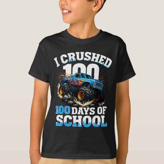 I Crushed 100 Days Of School Monster Truck 100th D T-shirt (Voorkant)
