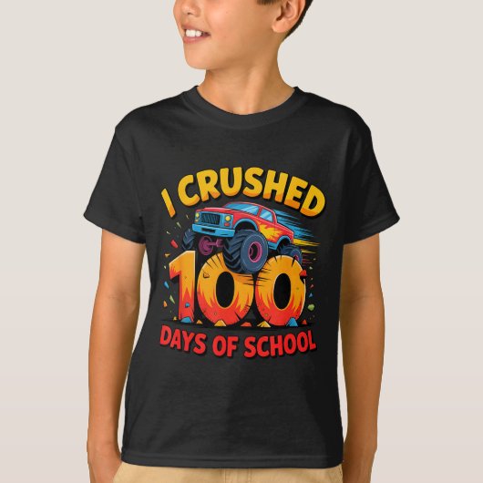 I Crushed 100 Days Of School Monster Truck Girls B T-shirt (Voorkant)
