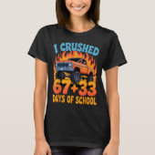 I Crushed 67+33 Days Of School Kids Monster Truck T-shirt (Voorkant)